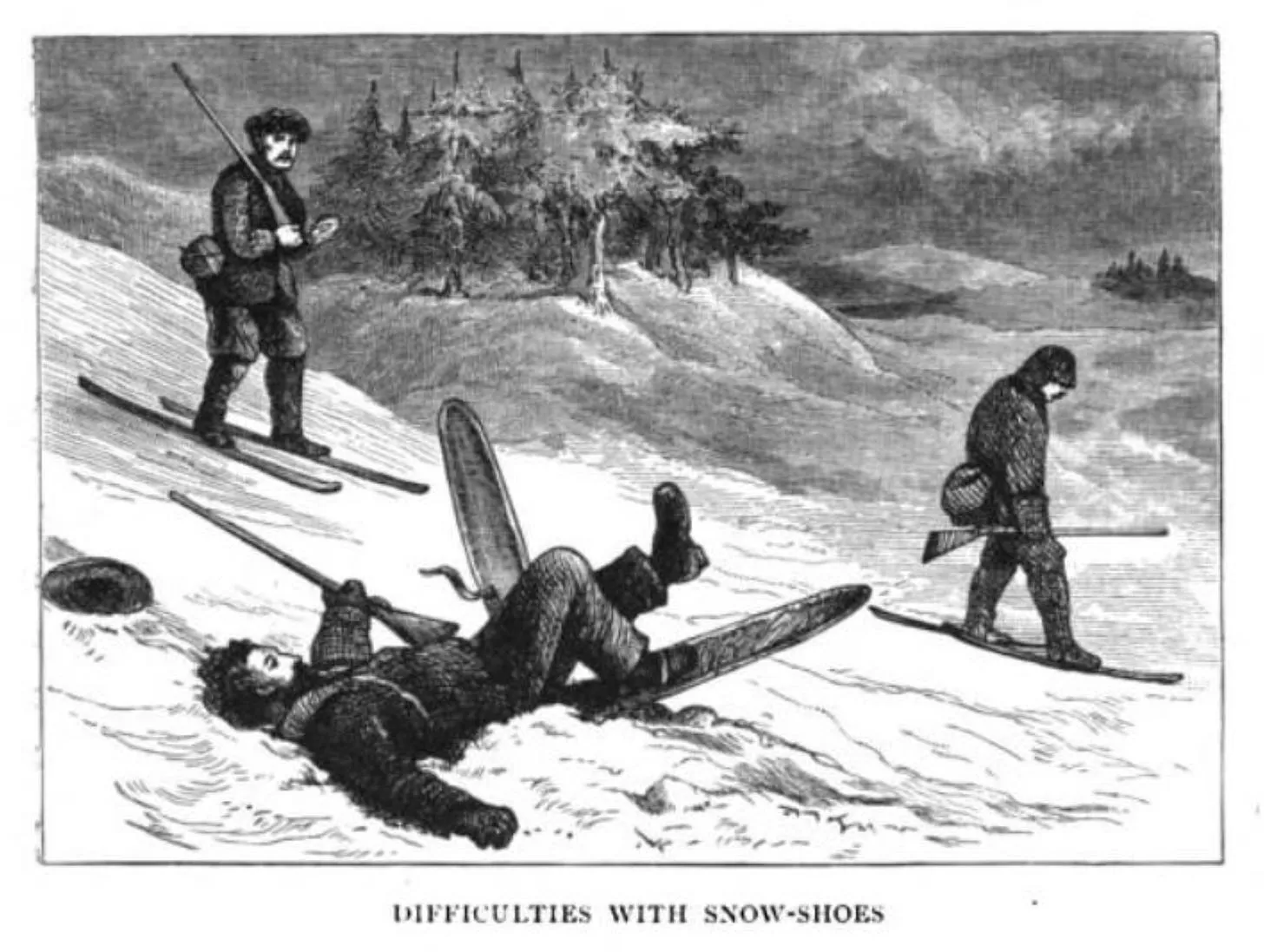 Illustration of skis, then called snow-shoes, from Henry Seebohm's The Birds of Siberia